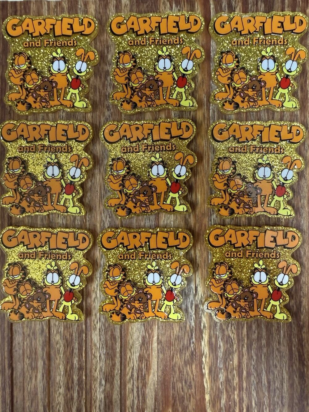 9 Pc Garfield And Friends Acrylic Flatbacks